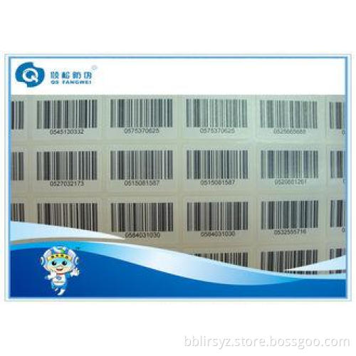 Custom Design Art Paper Serial Number Printed Self Adhesive